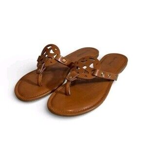 Pierre Dumas Tan Sandals Thong Style Faux Leather Casual 10.